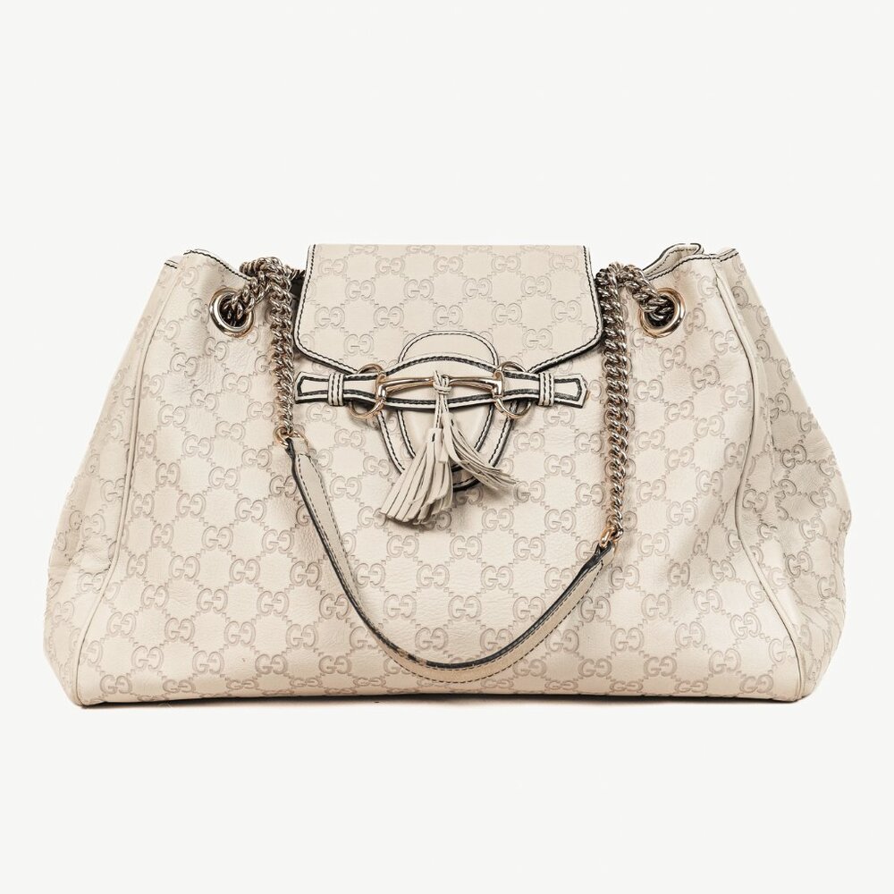 Gucci Medium Emily Off-White Guccissima Leather Shoulder Bag